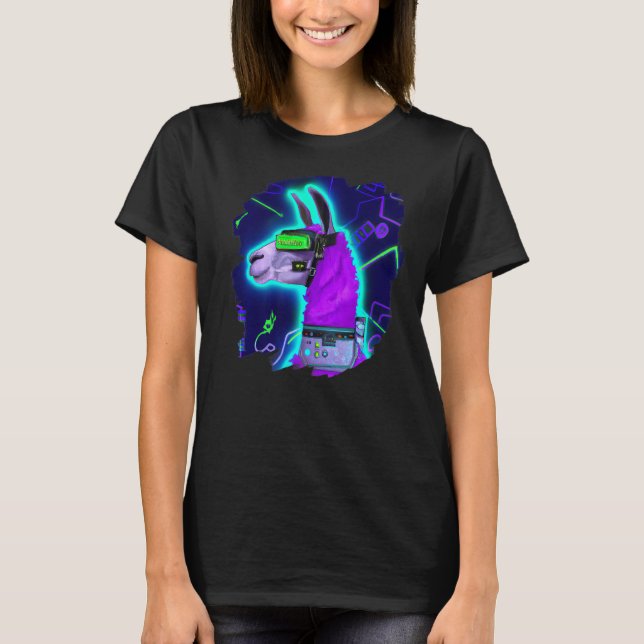 Camiseta Llama Cyborg Robot Llama Cool Artistic Retro Alpac (Frente)