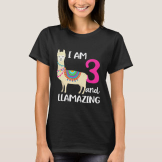 Camiseta Llama de 3º Aniversário Estou com 3 Anos e Sou Lla
