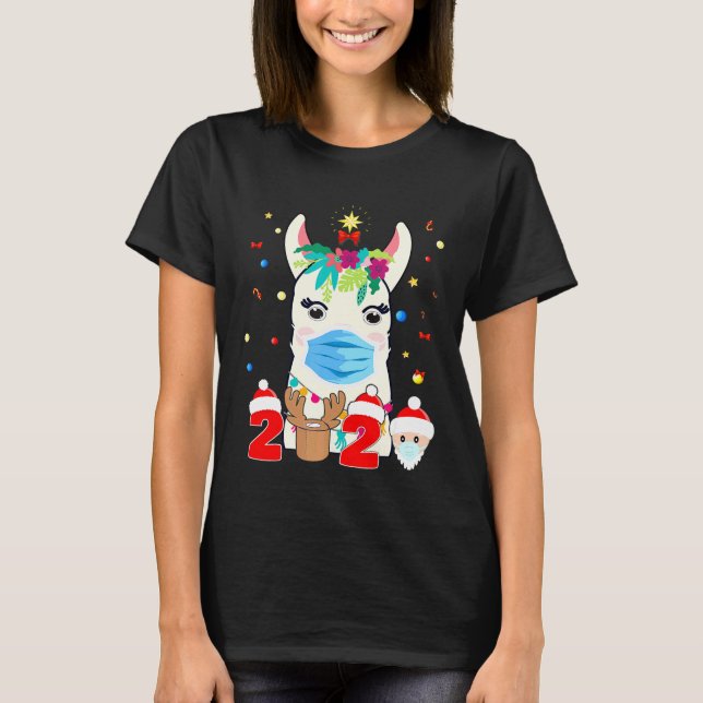 Camiseta llama de quarentena no natal de llama em 2020, fel (Frente)