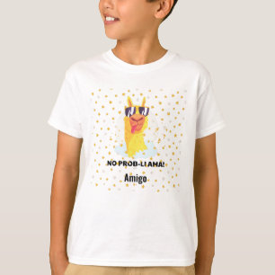 Camiseta Llama Divertido Fofo Sem Problemas com Estrelas