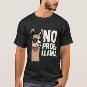 Camiseta Llama Engraçado Óculos de Sol Cartoon Sem Prob-lla