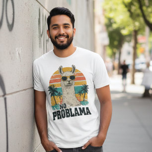 Camiseta Llama Engraçado Sem Problema Estilo Retro Vintage 