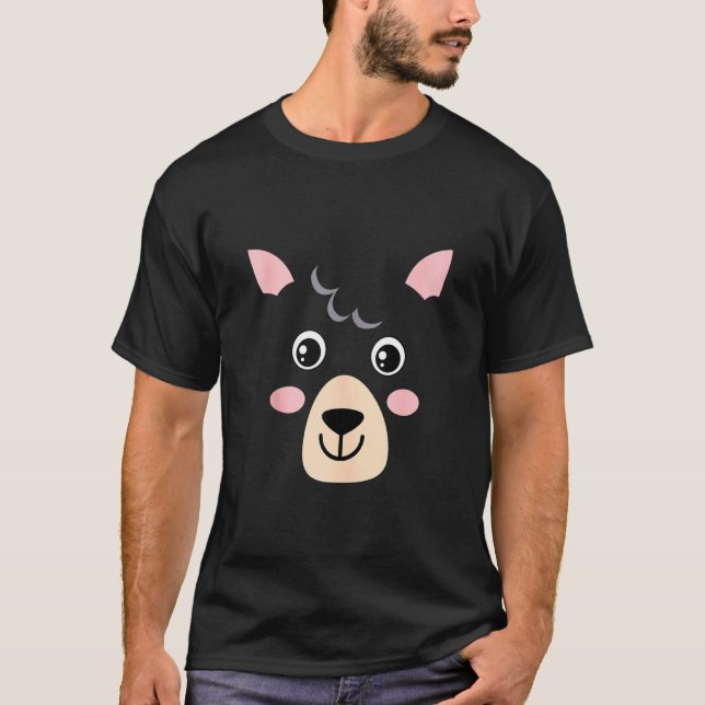 Camiseta Llama Face Costume Fácil Fácil Halloween Animal (Frente)