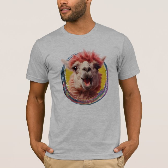 Camiseta "Llama feliz com fundo colorido" (Frente)