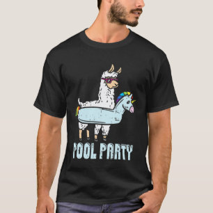 Camiseta Llama Festa na Piscina Nadador de Aniversário de