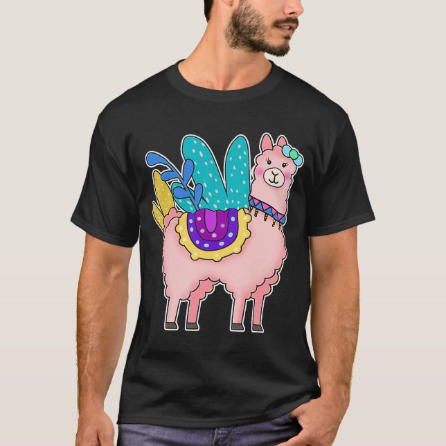 Camiseta Llama Funny Cute Style Alpaca Graphic Plus Size (Frente)