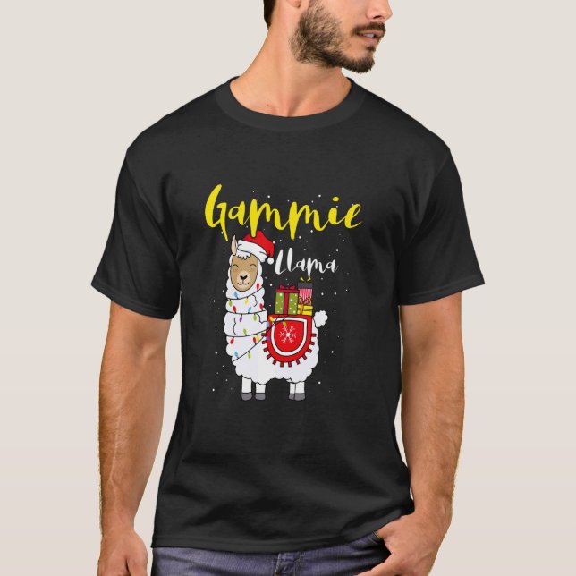 Camiseta Llama Gammie Lights Santa Hat Xmas Pajama Matando (Frente)