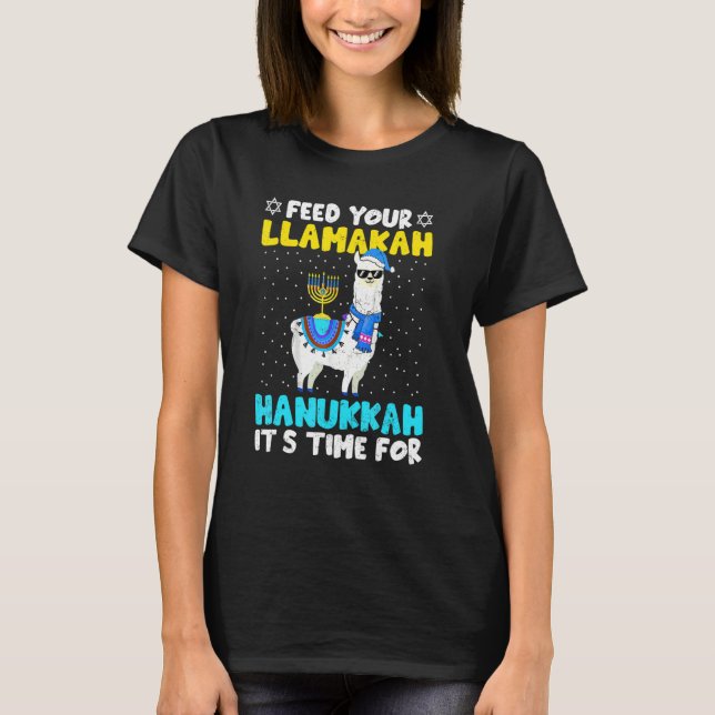 Camiseta Llama Hanukkah Costume Alpaca Chanukah Feed Your L (Frente)