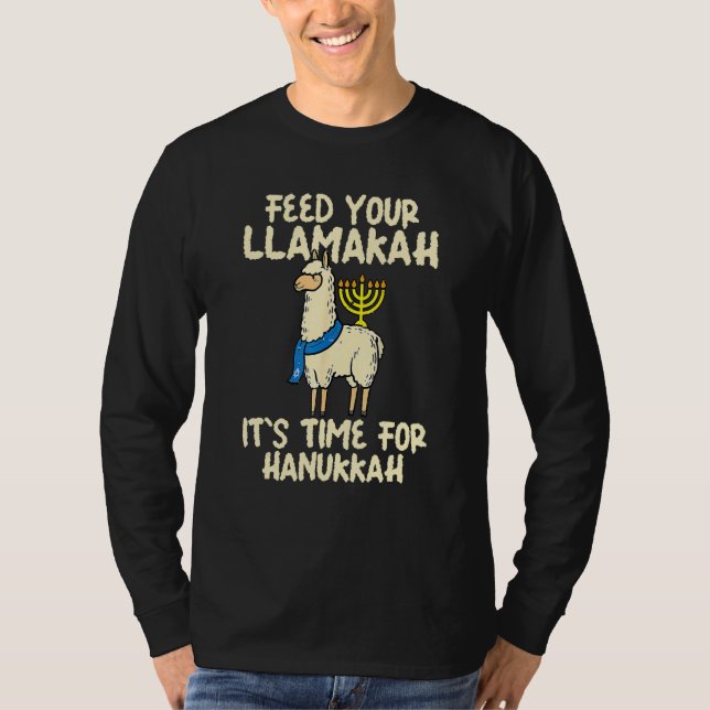 Camiseta Llama Hanukkah Pajamas Chanukah Feed Your Llamakah (Frente)
