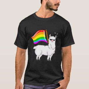 Camiseta Llama Lgbt Sinalizador Legal Rainbow Banner Camel