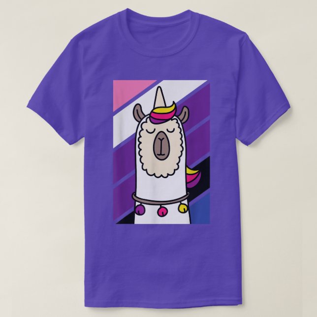 Camiseta Llama LGBTQ Engraçado Alpaca Unicorn (Frente do Design)