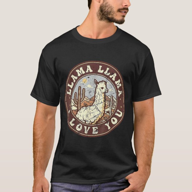 Camiseta Llama Llama I Love You Retro Style touch of Alpaca (Frente)