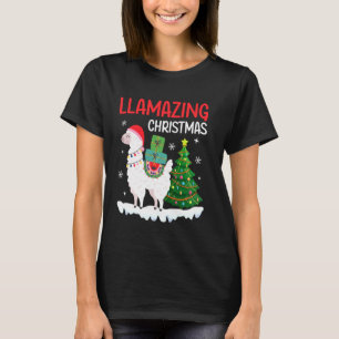 Camiseta Llama Llamaçando Pijamas De Natal Para A Festa De