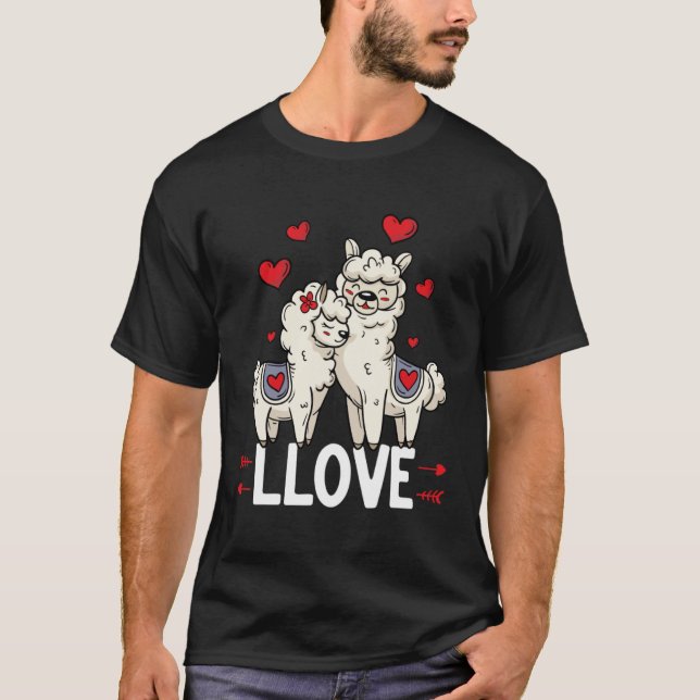 Camiseta Llama Love Dia de os namorados Llama Animal (Frente)