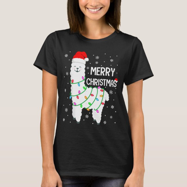 Camiseta Llama Merry Christmas Kids Funny Llama Christmas L (Frente)