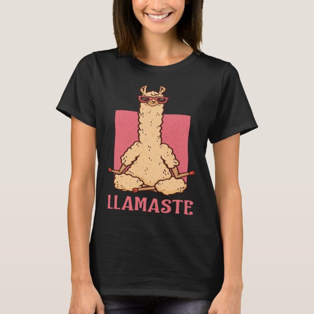 Camiseta Llama Namaste Yoga Mãe Chakra Mulheres Trabalhando (Frente)