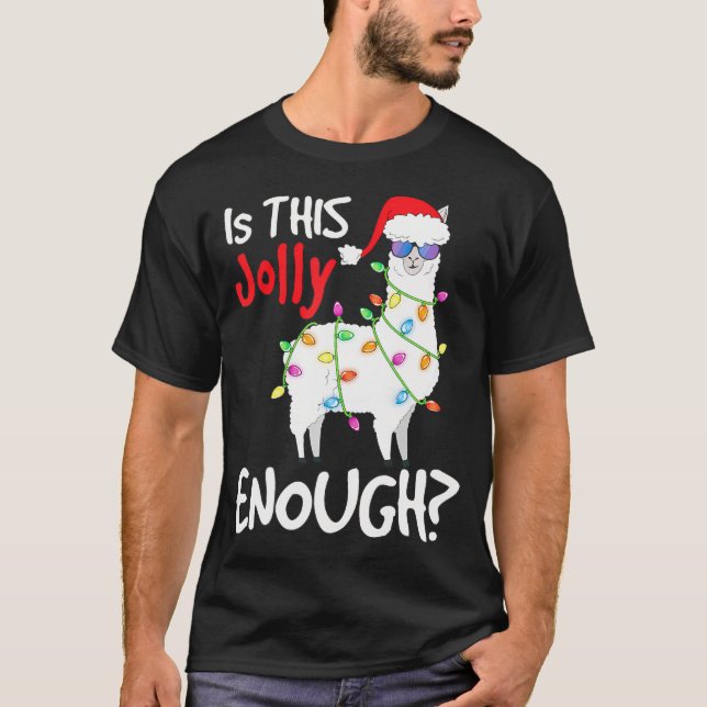 Camiseta Llama Natal Engraçado É Jolly O Suficiente Llama (Frente)