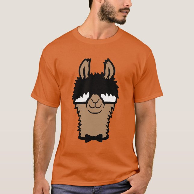 Camiseta Llama Nerd Geek Glasses Bow Tie Funny Alpaca (Frente)