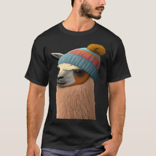 Camiseta Llama no Humor Hipster Beanie Cute
