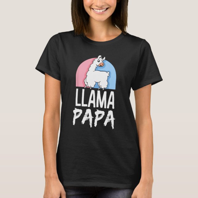 Camiseta Llama Papa Cute Pet Animal  Dad Father Daddy Fathe (Frente)
