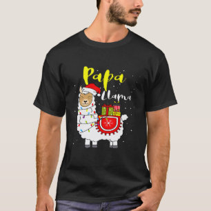 Camiseta Llama Papai Luzes Chapéu de Papai Noel Pijama Nata