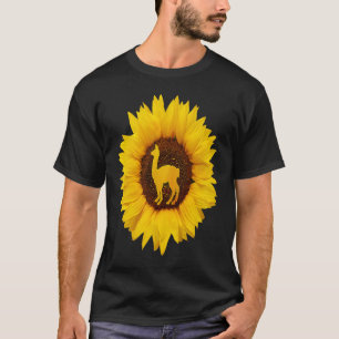 Camiseta Llama Para Mulheres Alpaca Animal Sunflower