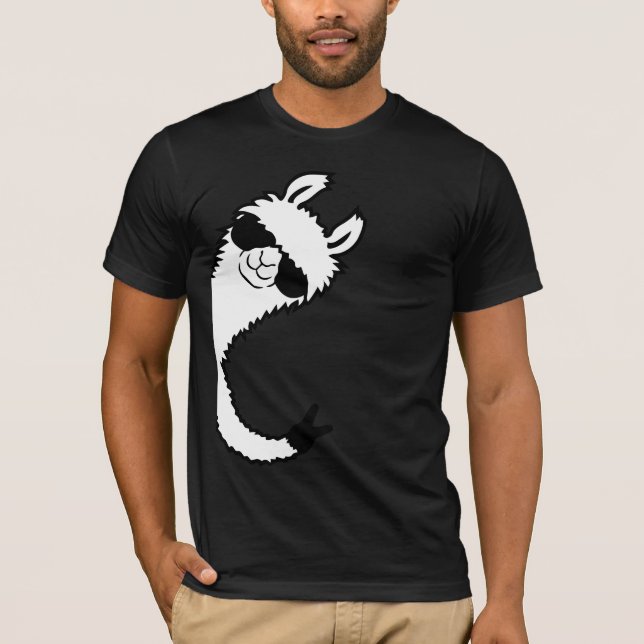 Camiseta Llama Peace Sign Sunglasses Side View Victory Cool (Frente)