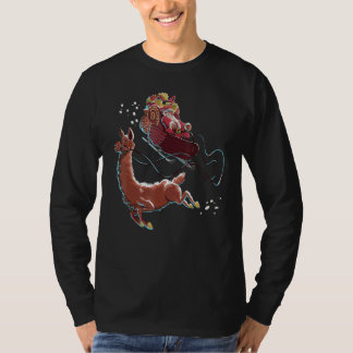 Camiseta Llama Pulling Santa's Sleigh Christmas Santa Xmas