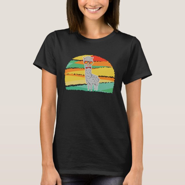 Camiseta Llama rainbow alpaca retro style animal  graphics (Frente)