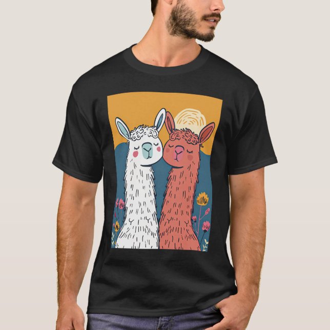 Camiseta Llama-Rama Romance em Vetor Vogue (Frente)