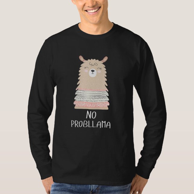 Camiseta Llama Relaxa Mulheres E Meninas Calmas Sem Problem (Frente)