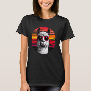Camiseta Llama Retro Vintage Protetor Animal Sunset — Óculo