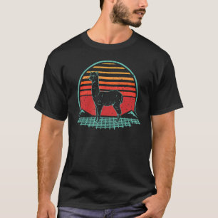 Camiseta Llama Retro Vintage Style Animal Synthwave