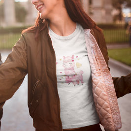 Camiseta Llama Rosa Aquarela