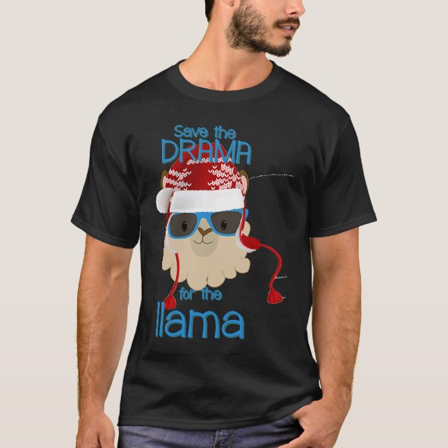 Camiseta Llama Save The Drama No Prob Christmas Holiday (Frente)