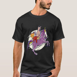 Camiseta Llama Sloth e Cat Riding Unicorn Amigos