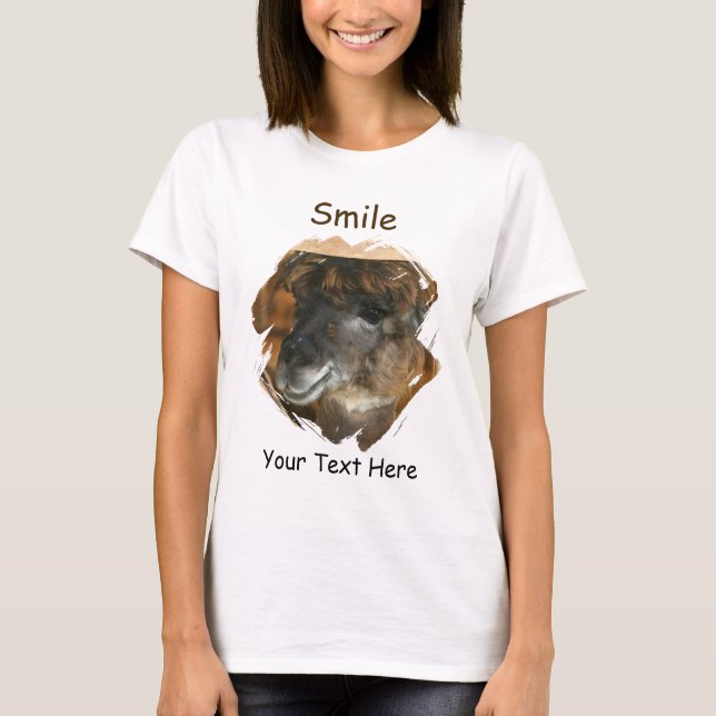 Camiseta Llama Smile Cute Animal  (Frente)