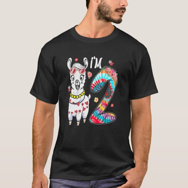 Camiseta Llama, tenho 2 anos, segundo aniversário de tema d (Frente)