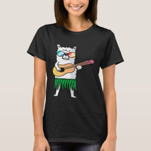 Camiseta Llama Ukulele Luau Fofo Legal Havaí Alpaca