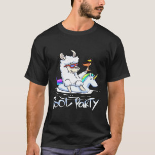 Camiseta Llama Unicórnio Flutuante Festa na Piscina Llama