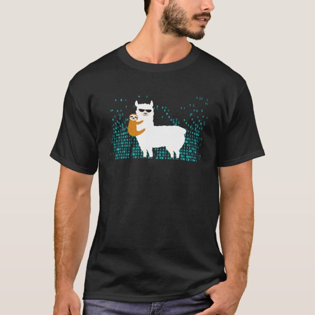 Camiseta Llama Unisex Matrix Gamer Hacker Alpa (Frente)