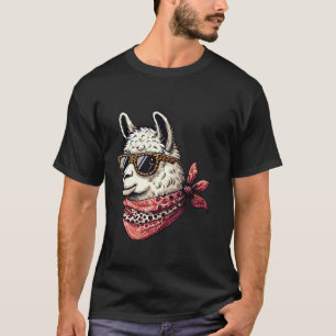 Camiseta Llama Vestindo Leopard Scarf Animal Vestindo Sungl