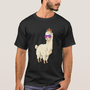 Camiseta Llama Vestindo Óculos Solares E Crown England Flag