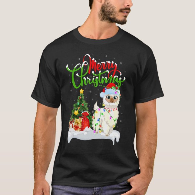 Camiseta Llama   Xmas Decorations Santa Llama Christmas (Frente)