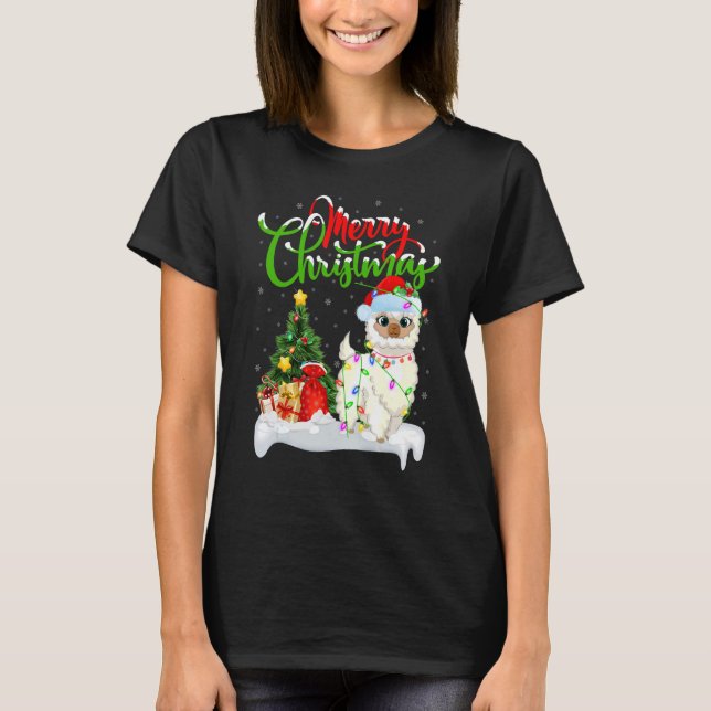 Camiseta Llama   Xmas Decorations Santa Llama Christmas (Frente)