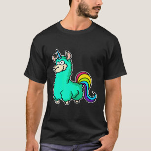 Camiseta Llamacorn Fofo Arco-íris Unicórnio Lhama