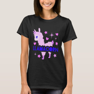 Camiseta Llamacorn Lhama Unicórnio Fofo Corações Estrelas A