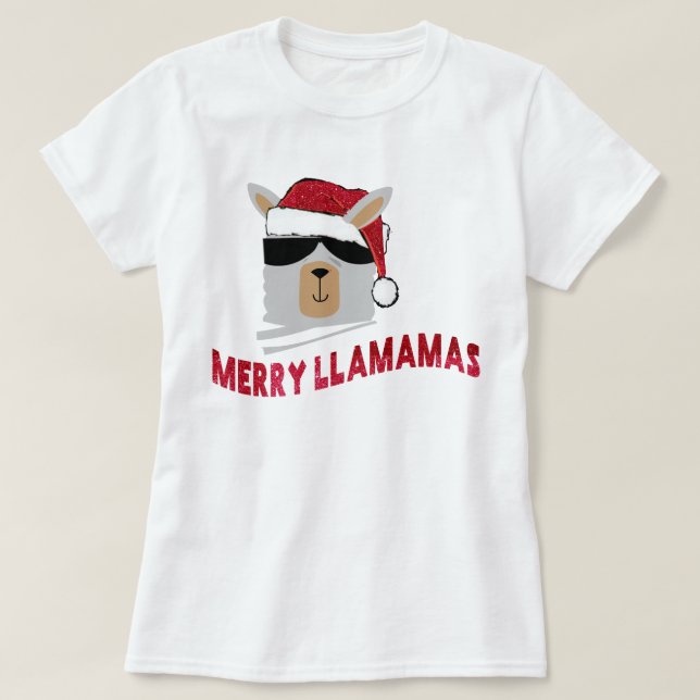 Camiseta Llamamas de feliz: Teto de Lama de Natal Personali (Frente do Design)