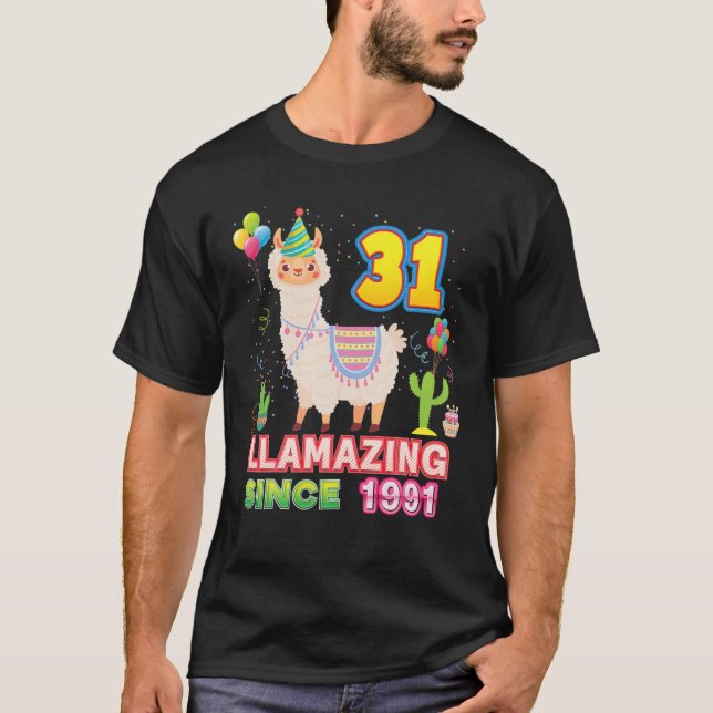 Camiseta Llamazing Since 1991 Amazing Llama 31St Birthday 3 (Frente)