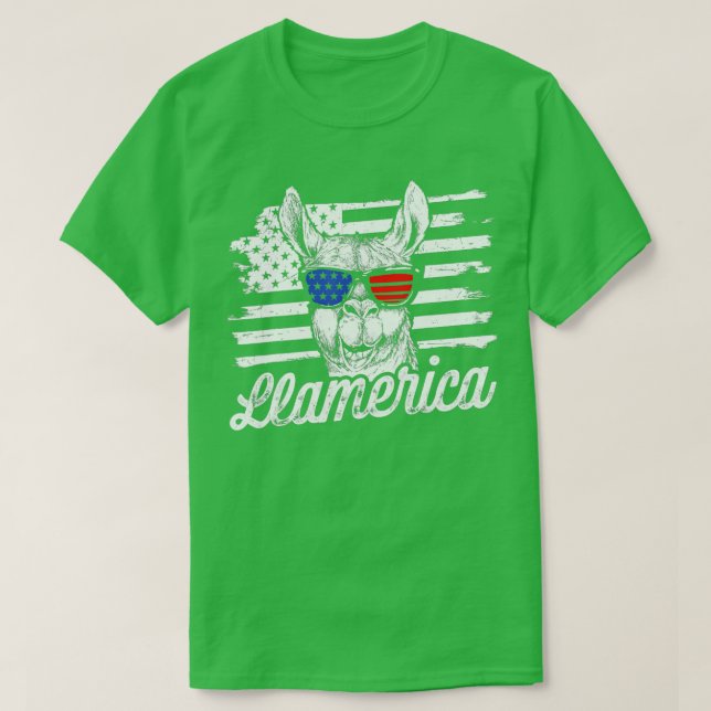 Camiseta Llamerica Patriotic Llama Funny Llama 4th of July (Frente do Design)